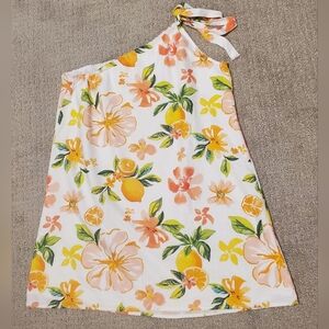 One-Shoulder Floral Dress - Orange and Yellow